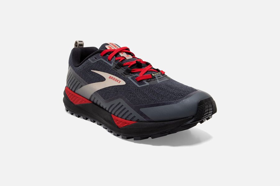 Brooks Cascadia 15 GTX Trail Running Shoes - Mens - Black/Red - YP8091423